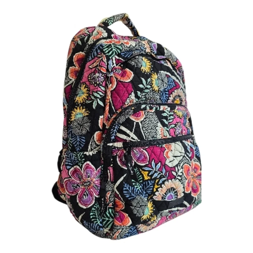 Vera Bradley Quilted Cotton Backpack Floral Multicolor Travel School Bag